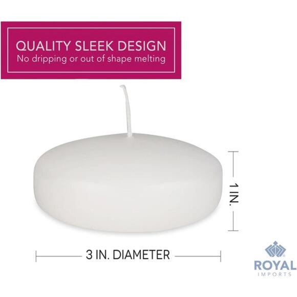 White Floating Candles 3" - Made in USA Pack of 12 Unscented Dripless Wax Discs - Picture 6 of 7